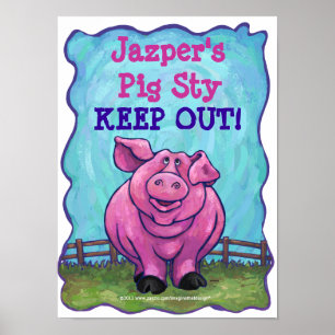 Cute Personalized Pig Sty Room Poster