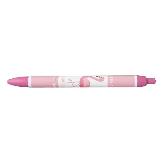 Cute Personalized Pink Flamingo Zwarte Inkt Pen (Voorkant)