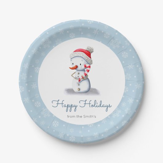 Cute Personalized Snowman Papieren Bordje (Voorkant)