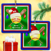 Cute Personalized Softball-kerstsieraden Keramisch Ornament