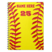 Cute PERSONALIZED Softball-laptops, JOUW TEKST Notitieboek (Voorkant)