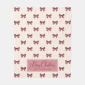 Cute Personalized Striped Bow Pattern Christmas Fleece Deken (Voorkant)