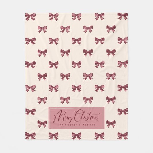 Cute Personalized Striped Bow Pattern Christmas Fleece Deken (Voorkant)