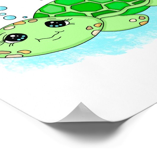 Cute Personalized Turtle Artwork Poster (Hoek)