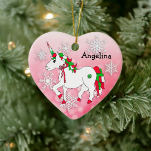 Cute Personalized Unicorn Girl's Name Kerstmis Keramisch Ornament