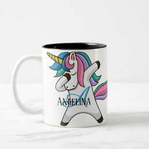 Cute Personalized Unicorn Tweekleurige Koffiemok