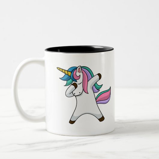 Cute Personalized Unicorn Two-Tone Coffee Mok (Links)