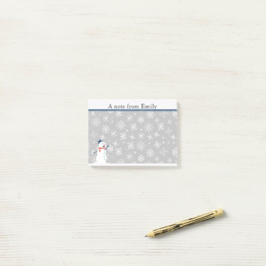 Cute Personalized Winter Snow/Snowman Post it Post-it® Notes (Op bureau)