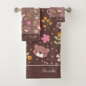 Cute Personalized Woodland Animals Pattern Bad Handdoek (Insitu)