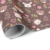 Cute Personalized Woodland Animals Pattern Kinder Cadeaupapier (Rol Hoek)