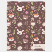 Cute Personalized Woodland Animals Pattern Kinder Fleece Deken (Voorkant)