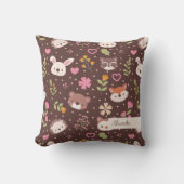 Cute Personalized Woodland Animals Pattern Kinder Kussen (Voorkant)