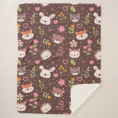 Cute Personalized Woodland Animals Pattern Kinder Sherpa Deken (Voorkant)