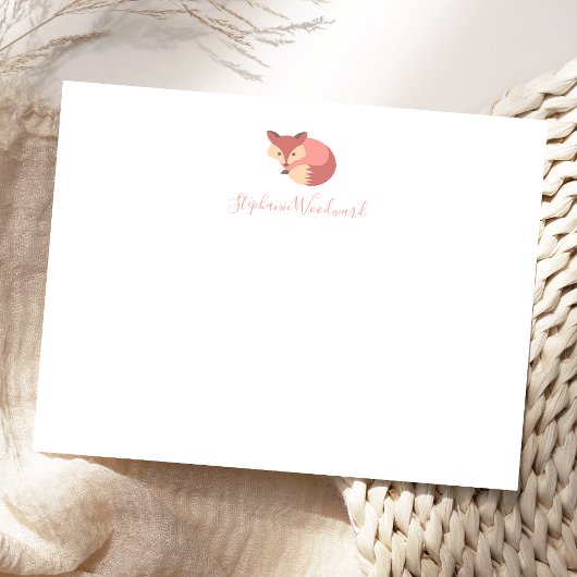 Cute Personalized Woodland Fox Notitiekaartje