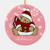Cute Personalized Xmas Teddy Bear Keramisch Ornament (Voorkant)