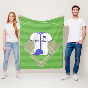 Cute Personated Baseball Blue Fleece Deken