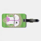 Cute Personated Baseball roze Bagagelabel (Achterkant horizontaal)