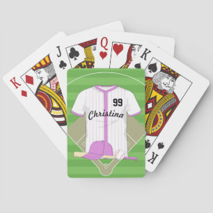 Cute Personated Baseball roze Pokerkaarten