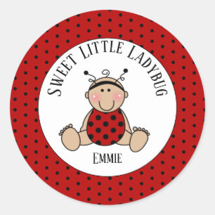 Cute Personated Red Black White Baby Ladybug Ronde Sticker
