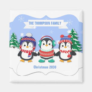 Cute Personated Three Penguins Kerstmagneet Magneet