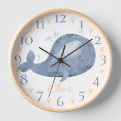 Cute Personated Waterverf Nautical Blue Whale (Voorkant)