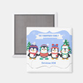Cute Personnalisé Quatre Pingouins Magnet de Noël (Recto/Verso)