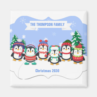 Cute Personnalisé Six Pingouins Magnet de Noël