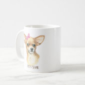 Cute personnalisée Chihuahua Pink Bow Coffee Mug (Devant gauche)