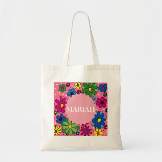 Cute Personnaliser Floral sur Sac rose clair (Devant)