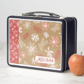 Cute personnelle Métal Lunchbox beige & rose flora (En situation)