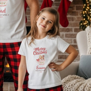 Cute Persoonlijke “Prettig Kerstfeest” Familie T-S T-shirt