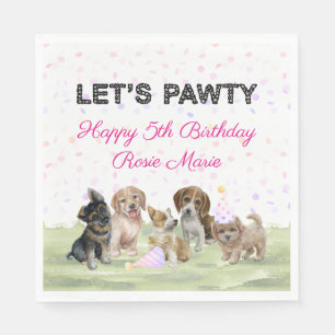 Cute Persoonlijke Roze Hond Verjaardagsfeestje Servet