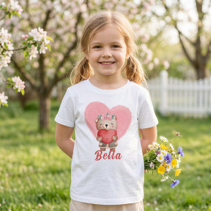 Cute Persoonlijke Teddy Hartjes Kinderen Valentijn T-shirt