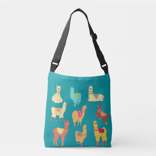 Cute Peru Llama Alpaca Pattern Crossbody Tas (Voorkant)