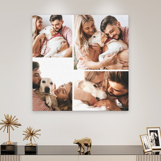 Cute Pet Dog Family Photo Collage Canvas Afdruk