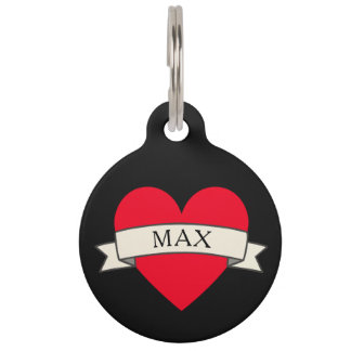 Cute Pet ID Tag - Custom Name with Funny Heart Huisdierpenning