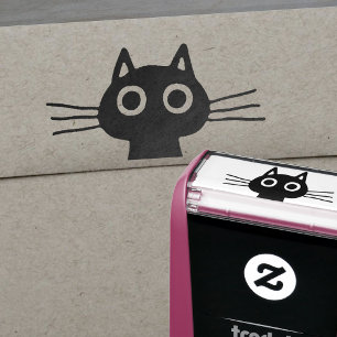 Cute Pet Kitty Cat met Long Whiskers Whimsical Zelfinktende Stempel