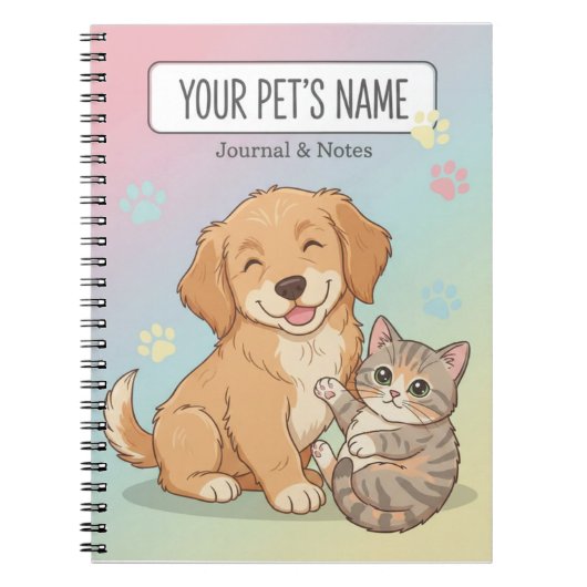 Cute Pet Notebook – Customizable Dog & Cat Journal Notitieboek (Voorkant)