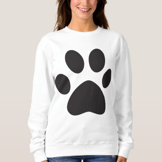 Cute Pet Paw Black Prints Sweatshirt de base pour (Devant)