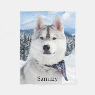Cute Pet Photo Name Fleece Blanket Deken