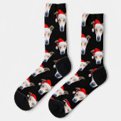 Cute Pet Photo Pattern Black Red Kerstmis Sokken (Links)