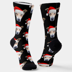 Cute Pet Photo Pattern Black Red Kerstmis Sokken