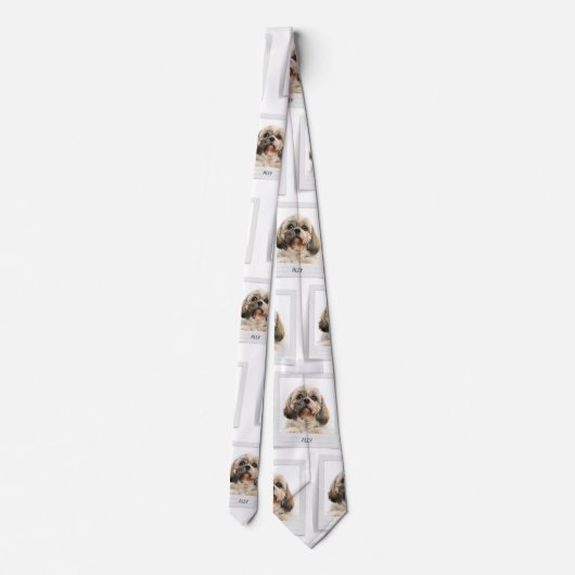Cute Pet Photo Pattern Shih Tzu Dog CustoM Stropdas (Achterkant)