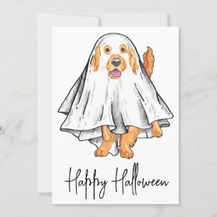 Cute Pet Puppy Dog Ghost Happy Halloween Feestdagenkaart