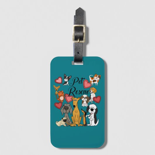 Cute Pet Rescue Love Cartoon Bagagelabel (Voorkant (verticaal))