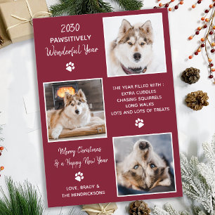 Cute Pet Year in Review Custom Dog Photo Collage Feestdagenkaart