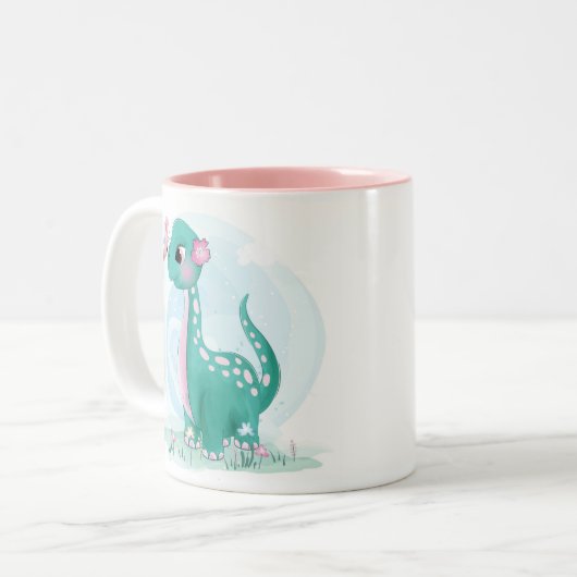 Cute Petit Dinosaure Avec Mug Papillon (Devant gauche)