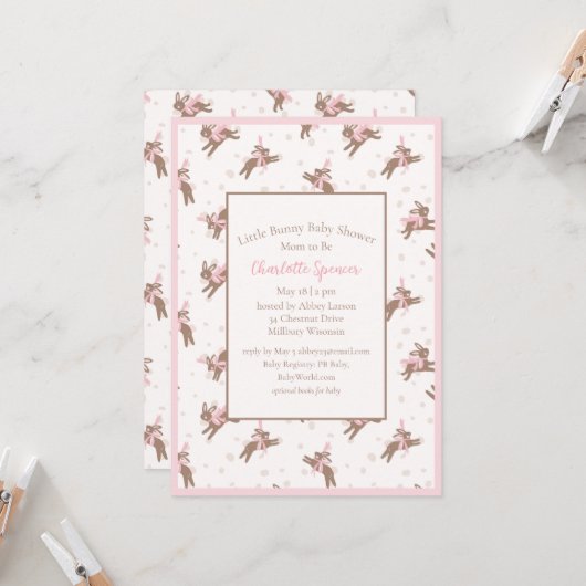Cute Petit Lapin Baby shower Invitation (Devant/Arrière en situation)