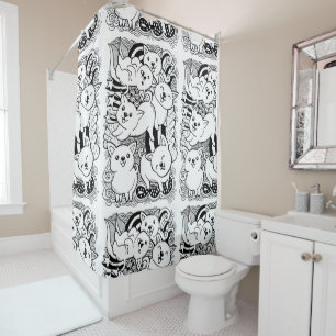 Cute Petit Monstres Douche Rideau