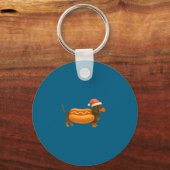 Cute Petite Christmas Funny Hot Dog Dachshund Prem Sleutelhanger (Voorkant)